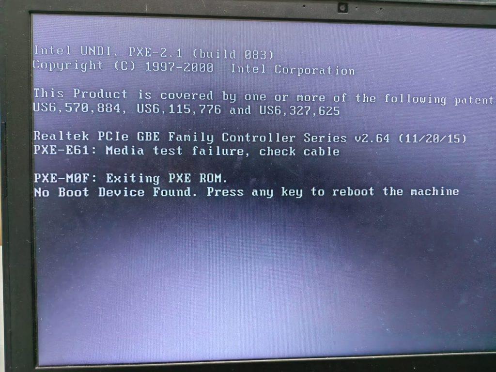 Dell Vostro No Bootable device