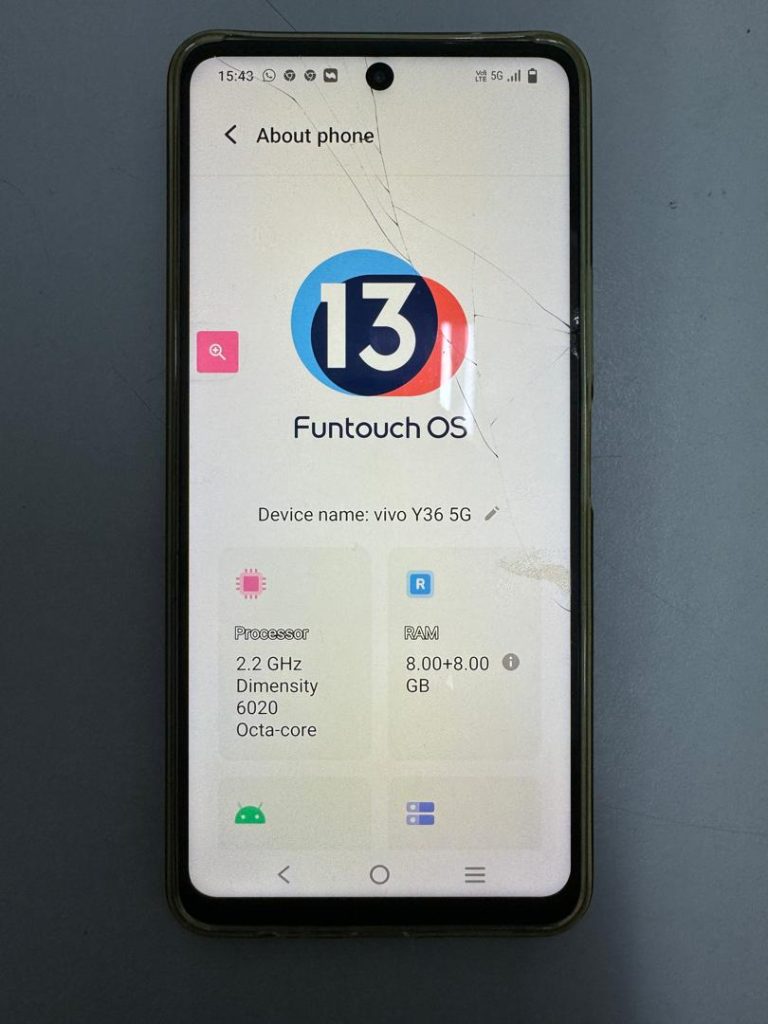Vivo Y36 5G screen crack