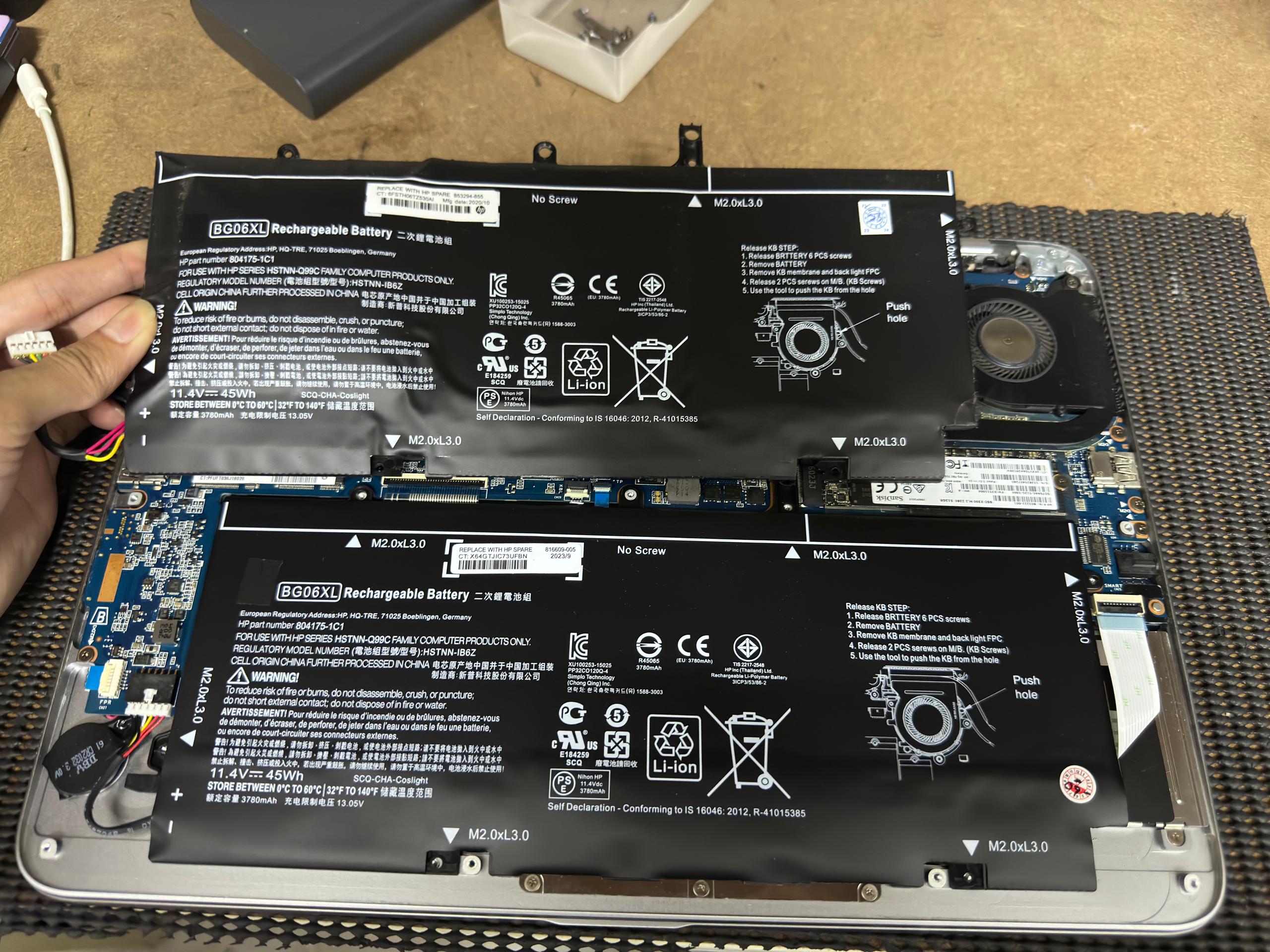 HP battery swellon